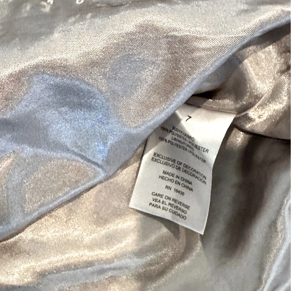 Biscotti Girls 7 Glittering Silver Dress with Black Velvet Bow